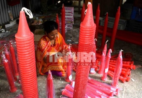 Big candles preparing for Diwali to be sold at Rs. 1000/ to Rs. 1200/- per piece 